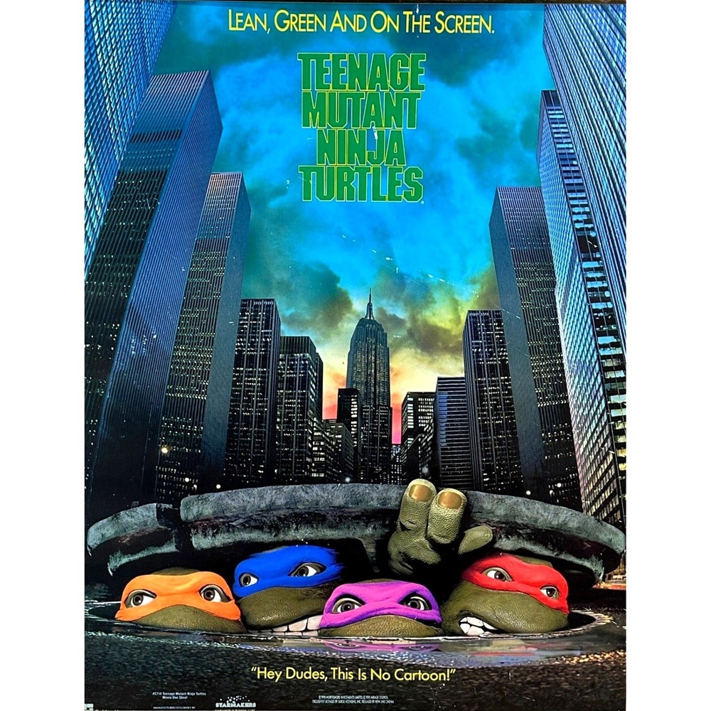 Vintage 1990  TMNT Teenage Mutant Ninja Turtles Movie Poster One Sheet Cinema